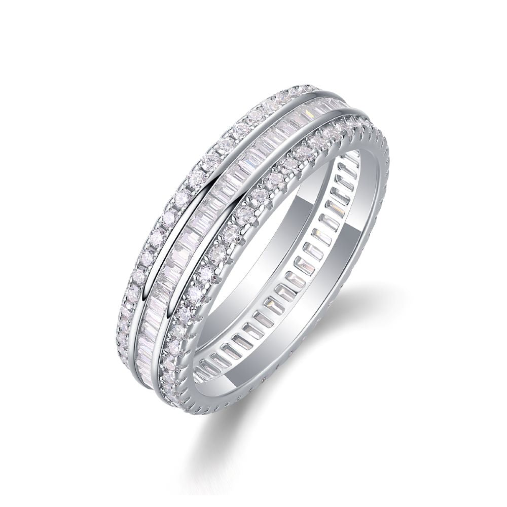 R13250 Minimalist Moissanite Pavé Ring – Artistic Elegance & Brilliant Craftsmanship