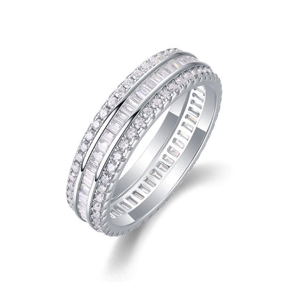 R13250 Minimalist Moissanite Pavé Ring – Artistic Elegance & Brilliant Craftsmanship