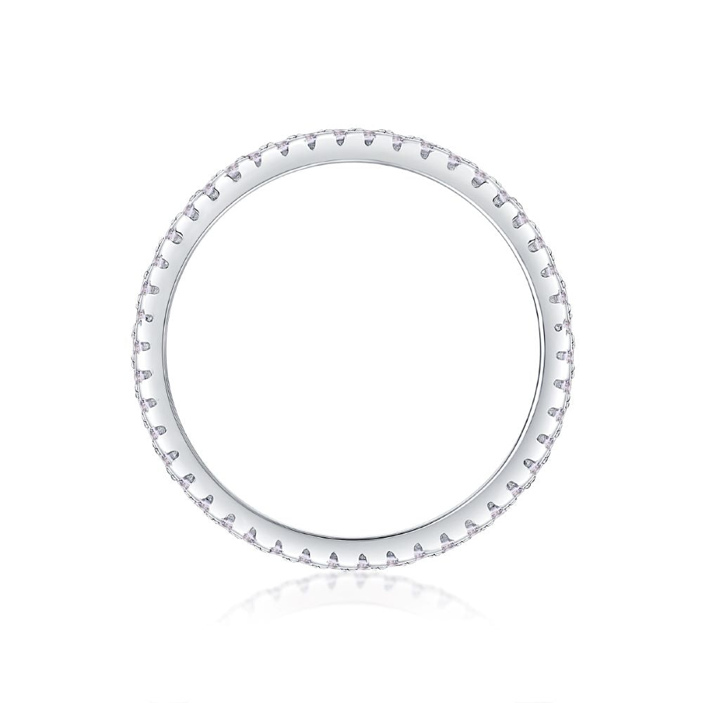 R13250 Minimalist Moissanite Pavé Ring – Artistic Elegance & Brilliant Craftsmanship