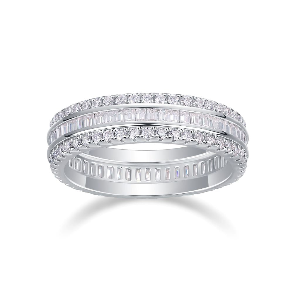 R13250 Minimalist Moissanite Pavé Ring – Artistic Elegance & Brilliant Craftsmanship