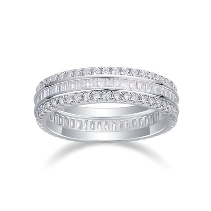 R13250 Minimalist Moissanite Pavé Ring – Artistic Elegance & Brilliant Craftsmanship